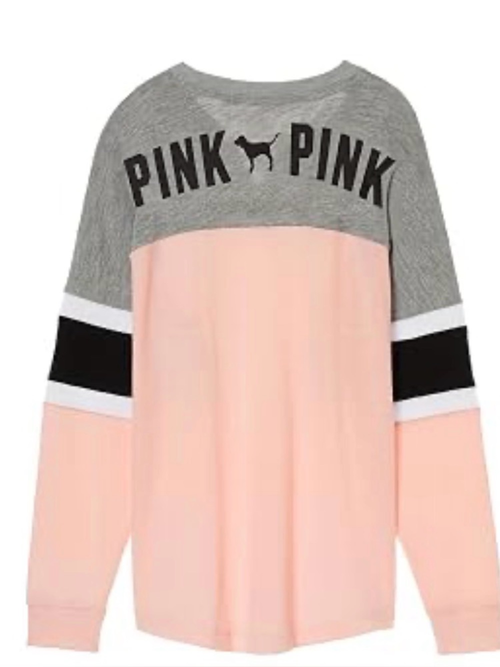 PINK Long-Sleeve Colorblock Top in Light Pink & Gray